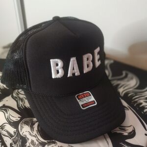 OTTO World Famous Foam Trucker Hat Black and White Snapback BABE